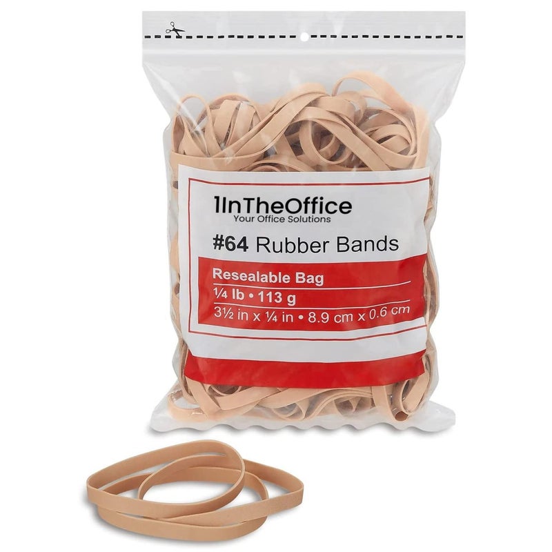 1InTheOffice Rubber Band Size 64  Rubber Bands #64  Thick Rubber Bands  Heavy Duty Rubber Bands  Beige  Size 64  95 Pack - Image 1